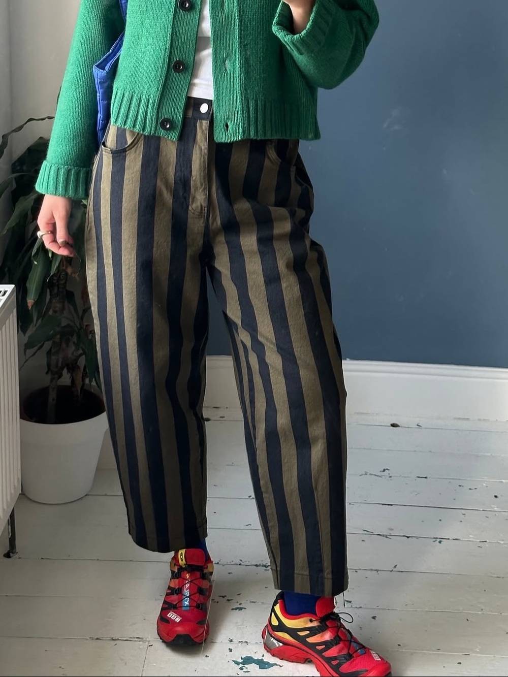 Beyond Nine Remi Jeans in Olive Black Stripe